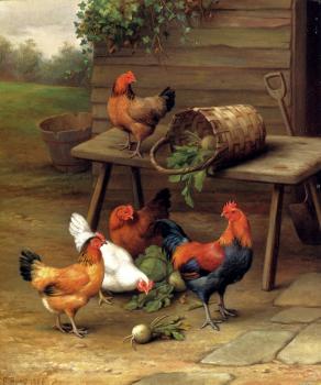 埃德加 亨特 Poultry In A Barnyard